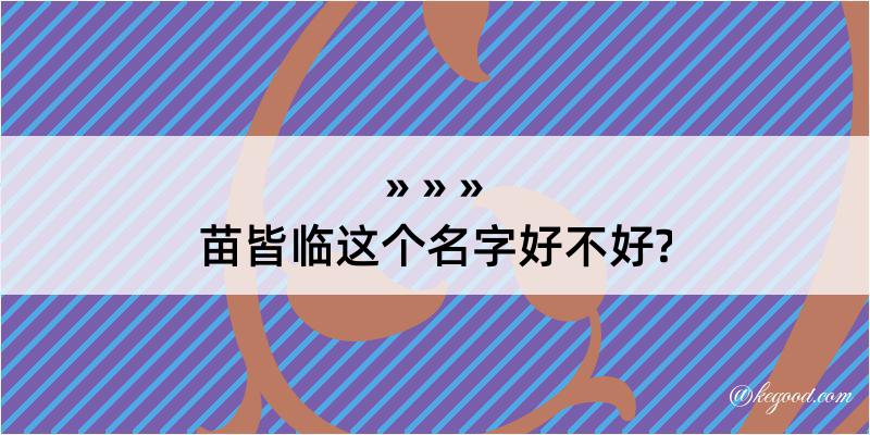 苗皆临这个名字好不好?