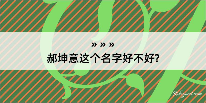 郝坤意这个名字好不好?