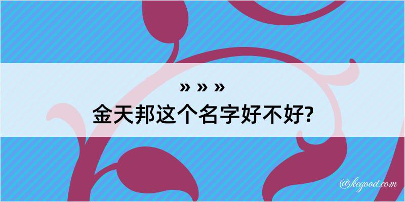 金天邦这个名字好不好?