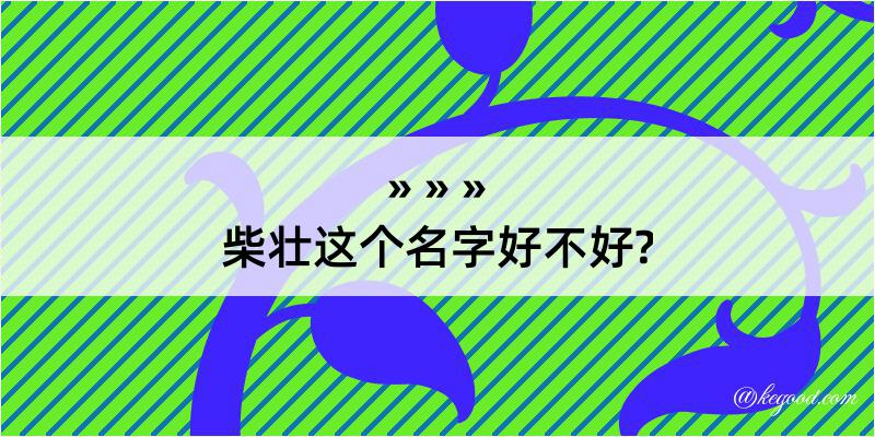 柴壮这个名字好不好?