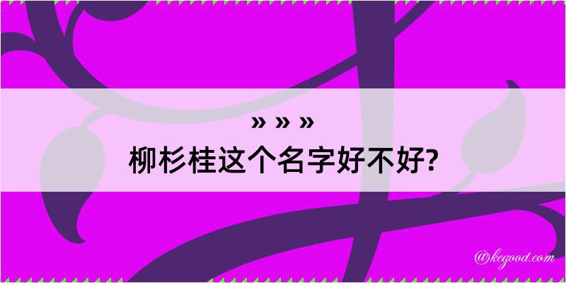 柳杉桂这个名字好不好?