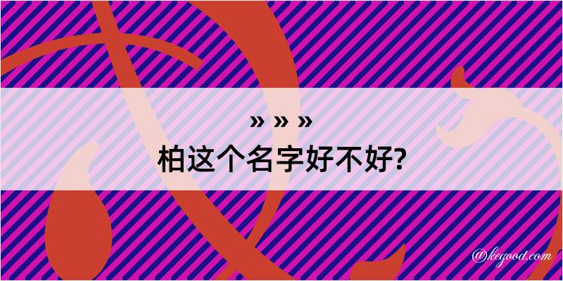 柏这个名字好不好?