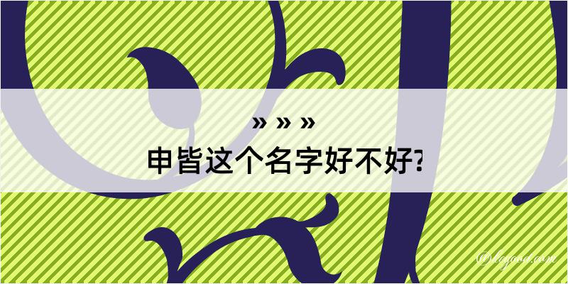 申皆这个名字好不好?