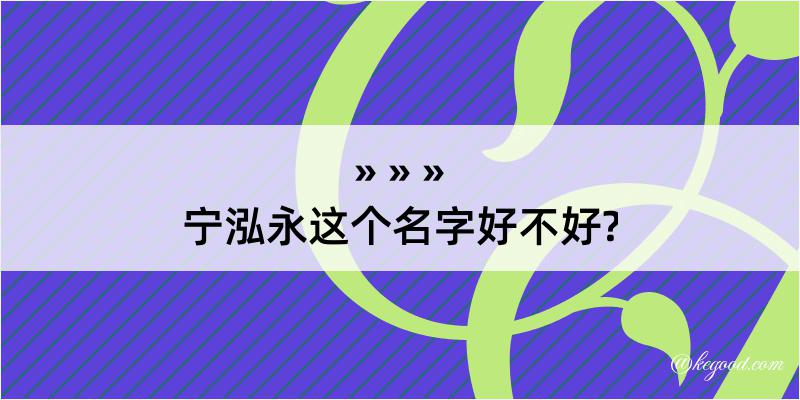 宁泓永这个名字好不好?