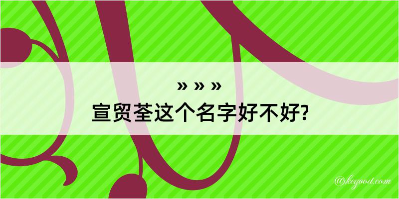 宣贸荃这个名字好不好?