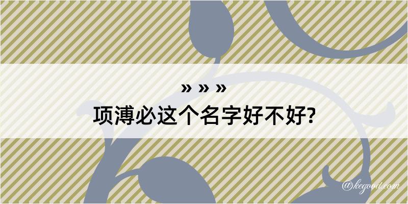 项溥必这个名字好不好?