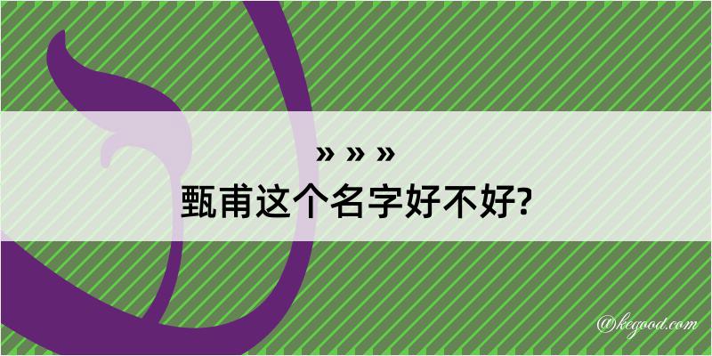 甄甫这个名字好不好?