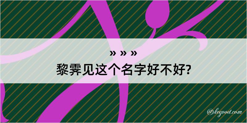 黎霁见这个名字好不好?