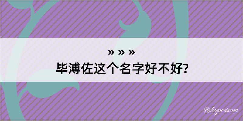 毕溥佐这个名字好不好?