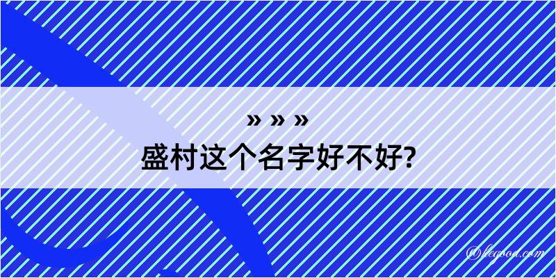 盛村这个名字好不好?