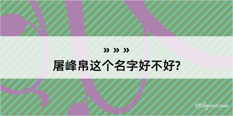 屠峰帛这个名字好不好?