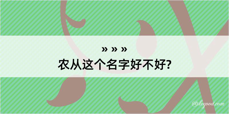 农从这个名字好不好?