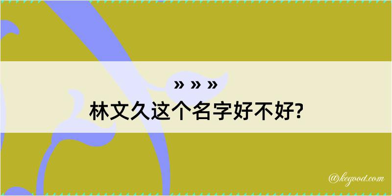 林文久这个名字好不好?