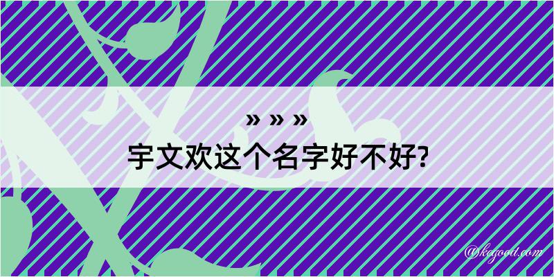 宇文欢这个名字好不好?