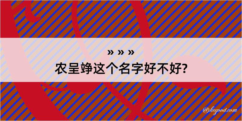 农呈竫这个名字好不好?