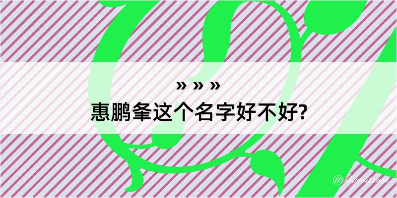 惠鹏夆这个名字好不好?