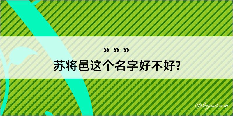 苏将邑这个名字好不好?