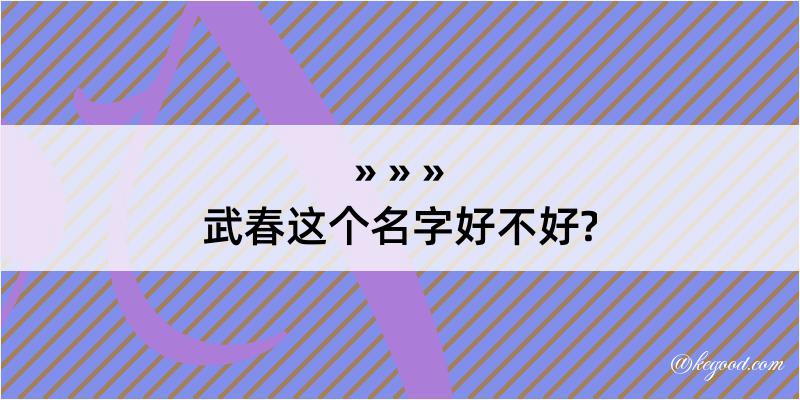 武春这个名字好不好?