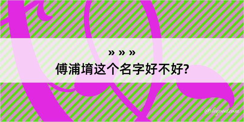 傅浦堉这个名字好不好?