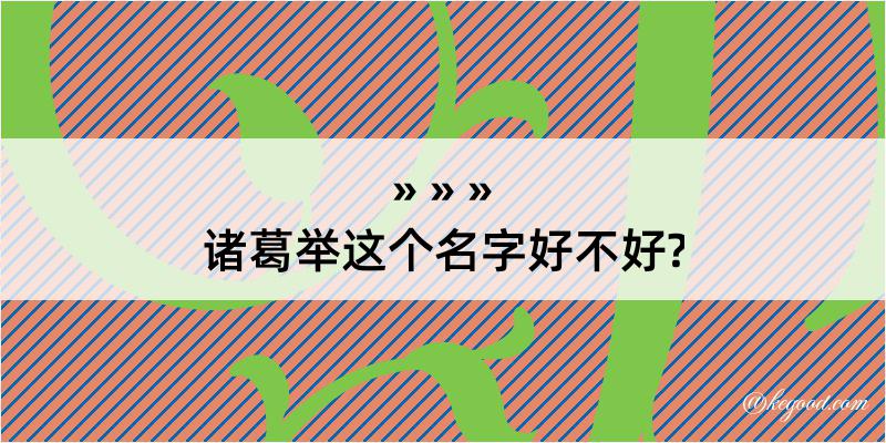 诸葛举这个名字好不好?