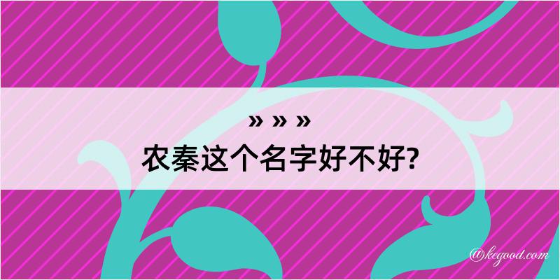 农秦这个名字好不好?