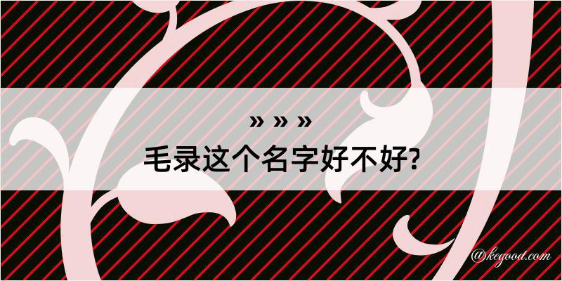 毛录这个名字好不好?