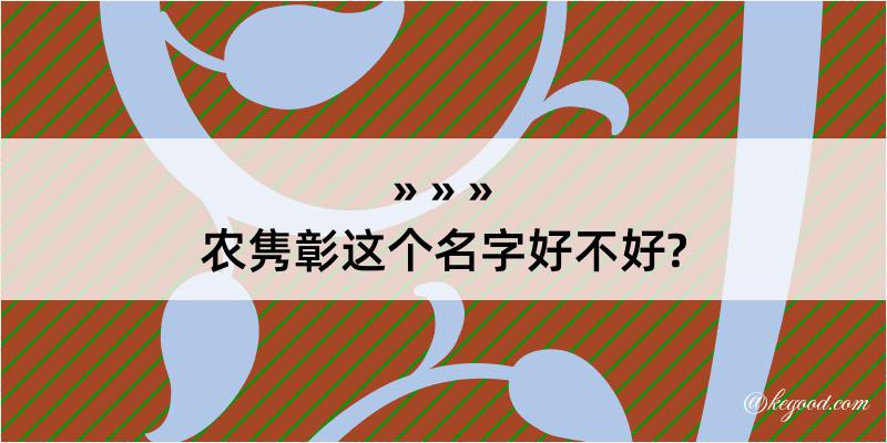 农隽彰这个名字好不好?