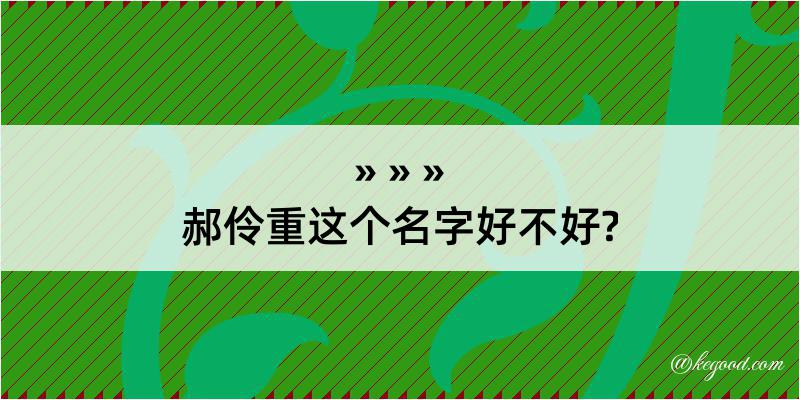 郝伶重这个名字好不好?