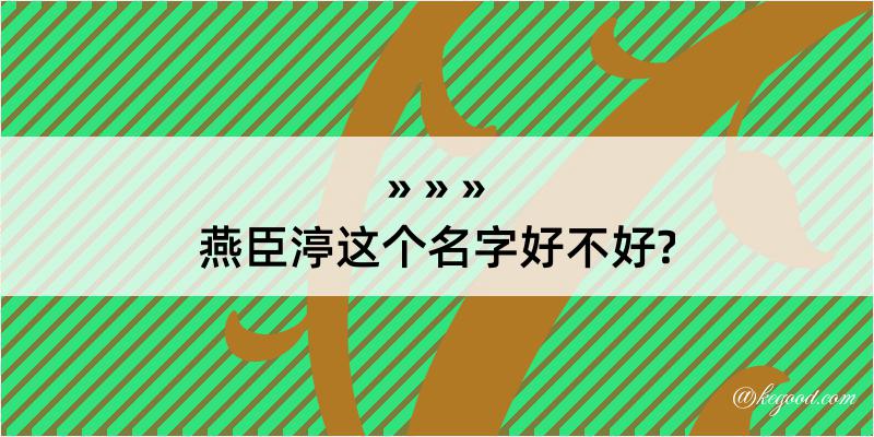 燕臣渟这个名字好不好?