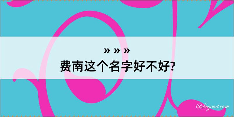 费南这个名字好不好?