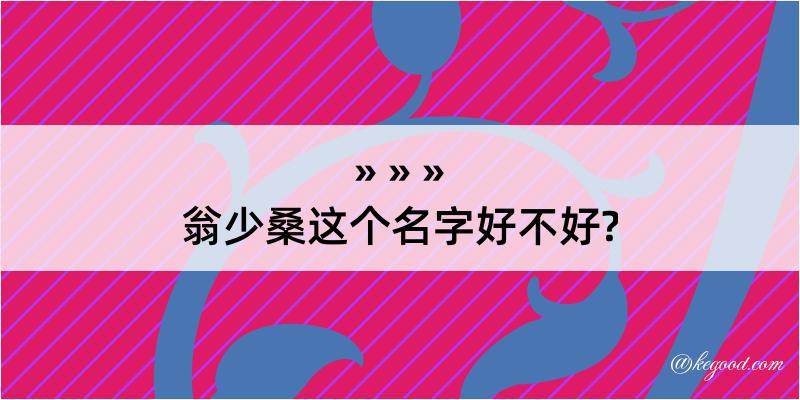 翁少桑这个名字好不好?