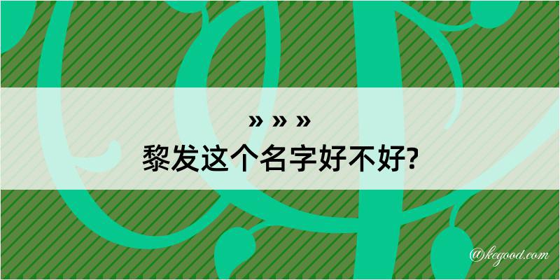 黎发这个名字好不好?