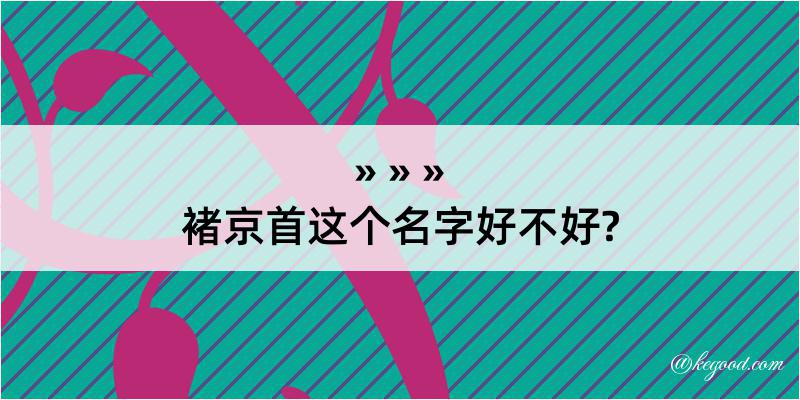 褚京首这个名字好不好?