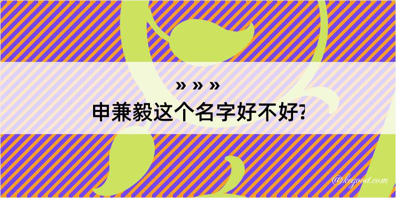 申兼毅这个名字好不好?