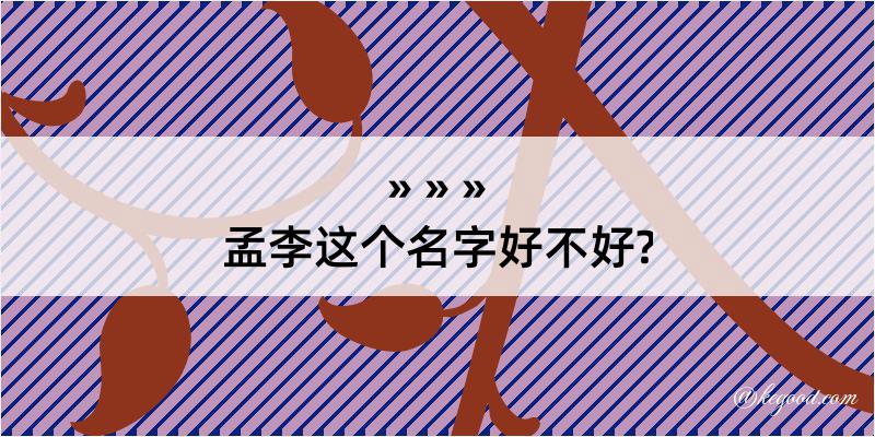 孟李这个名字好不好?