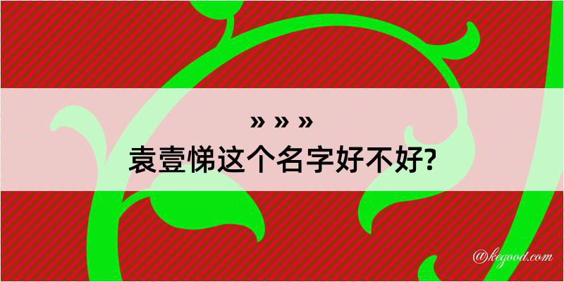 袁壹悌这个名字好不好?