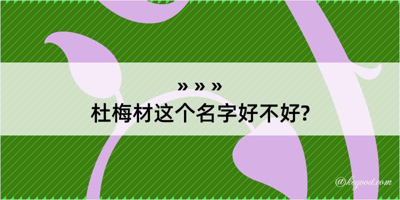 杜梅材这个名字好不好?