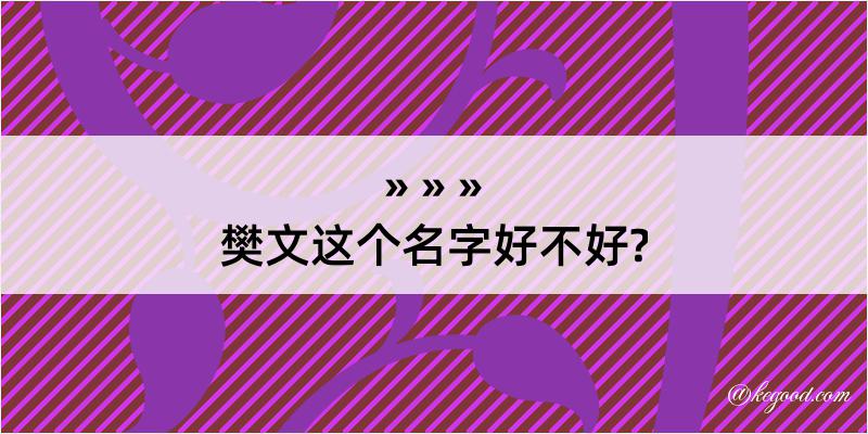 樊文这个名字好不好?