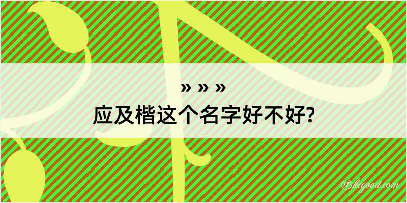 应及楷这个名字好不好?