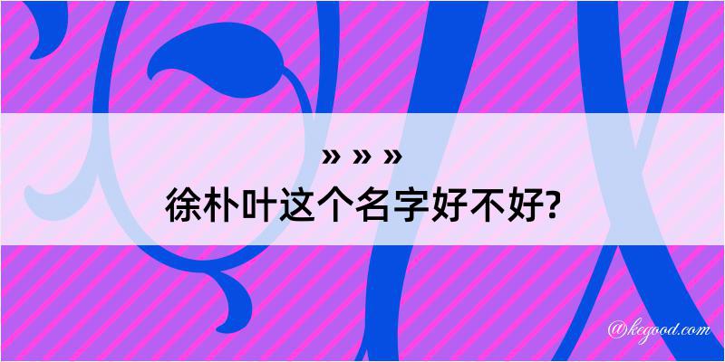 徐朴叶这个名字好不好?