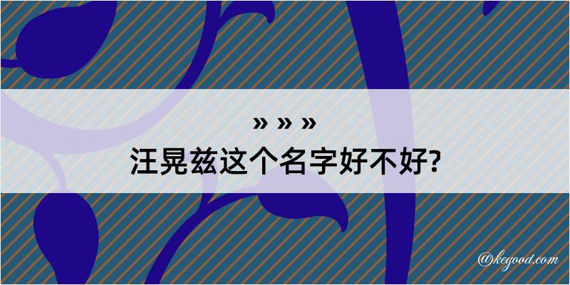 汪晃兹这个名字好不好?