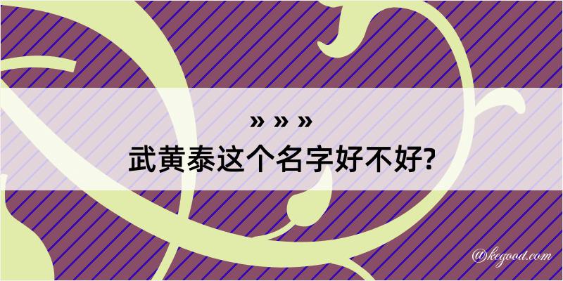 武黄泰这个名字好不好?