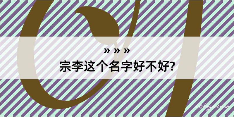 宗李这个名字好不好?