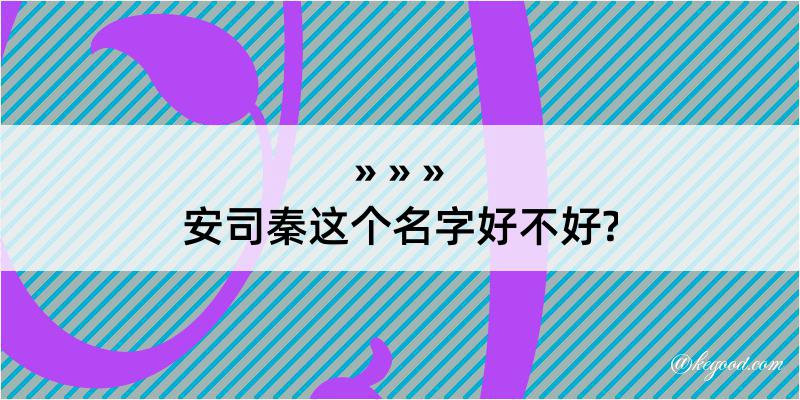 安司秦这个名字好不好?