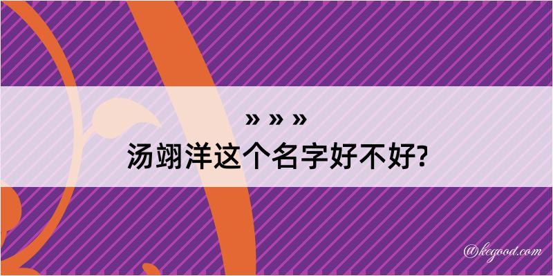 汤翊洋这个名字好不好?