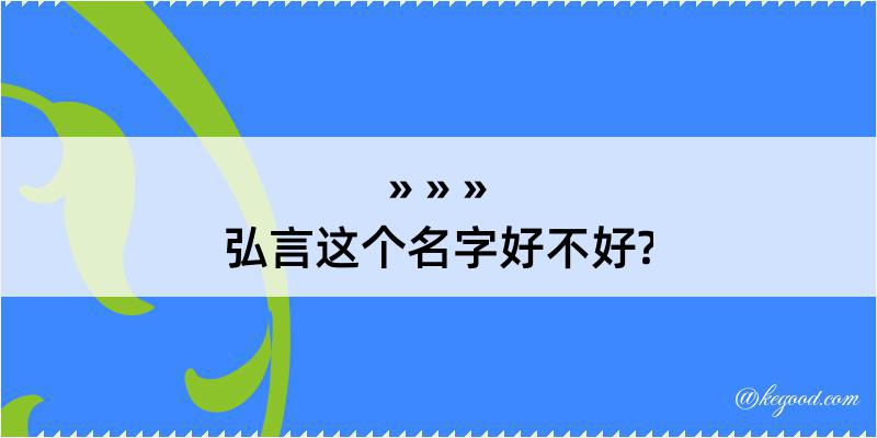 弘言这个名字好不好?