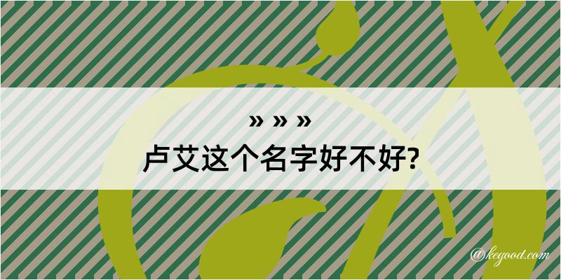 卢艾这个名字好不好?