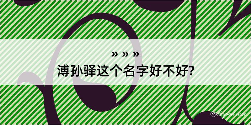 溥孙驿这个名字好不好?