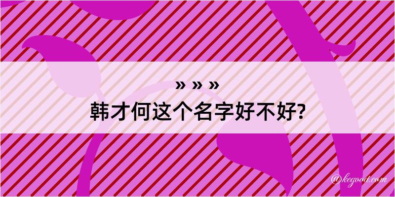 韩才何这个名字好不好?