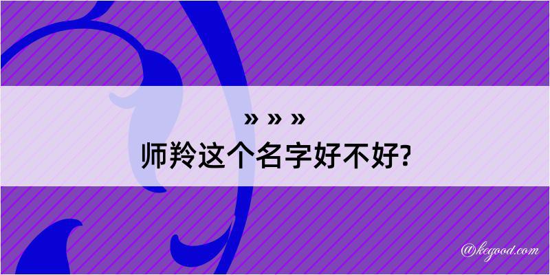 师羚这个名字好不好?